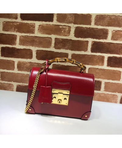 GUCCI Padlock small bamboo shoulder bag