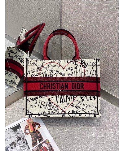 CHRISTIAN DIOR SMALL DIOR BOOK TOTE WITH DIORAMOUR GRAFFITI