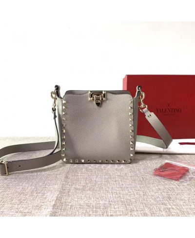 VALENTINO MINI ROCKSTUD GRAINY CALFSKIN HOBO BAG