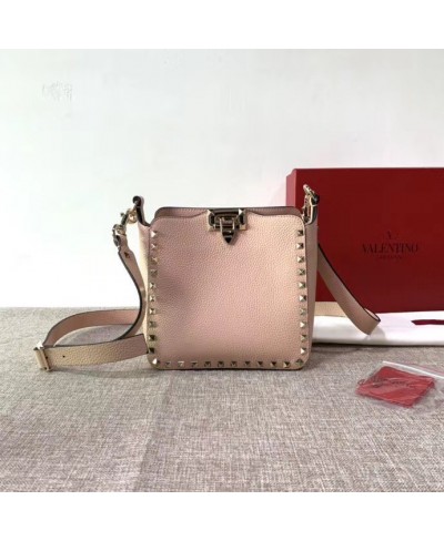 VALENTINO MINI ROCKSTUD GRAINY CALFSKIN HOBO BAG