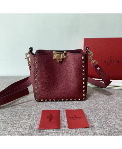 VALENTINO MINI ROCKSTUD GRAINY CALFSKIN HOBO BAG