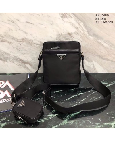 PRADA Nylon and Saffiano Leather Bag with Strap