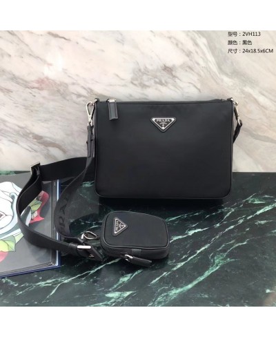 PRADA Nylon and Saffiano Leather Bag with Strap