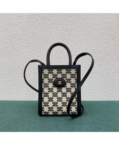 CELINE MINI VERTICAL CABAS CELINE IN TEXTILE WITH TRIOMPHE EMBROIDERY