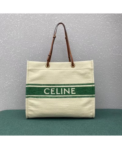 BORSA CABAS CELINE SQUADRATA IN TESSUTO "PLEIN SOLEIL” E PELLE DI VITELLO CELINE