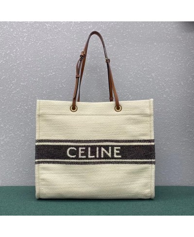 CELINE SQUARED CABAS CELINE IN "PLEIN SOLEIL" TEXTILE AND CALFSKIN