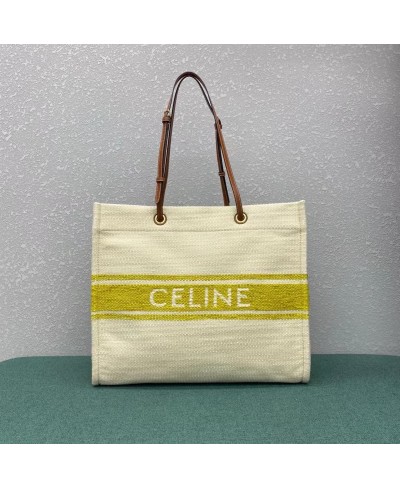 BORSA CABAS CELINE SQUADRATA IN TESSUTO "PLEIN SOLEIL” E PELLE DI VITELLO CELINE