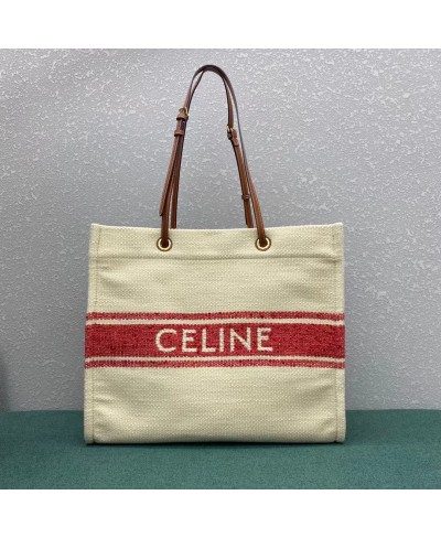 BORSA CABAS CELINE SQUADRATA IN TESSUTO "PLEIN SOLEIL” E PELLE DI VITELLO CELINE