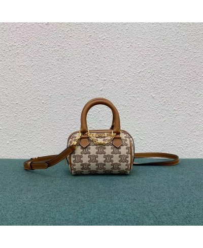 CELINE MINI BOSTON BAG IN TEXTILE WITH TRIOMPHE EMBROIDERY