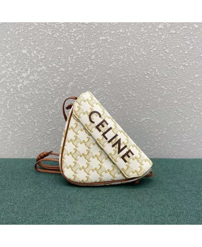 CELINE TRIANGLE BAG IN TRIOMPHE CANVAS WITH CELINE PRINT