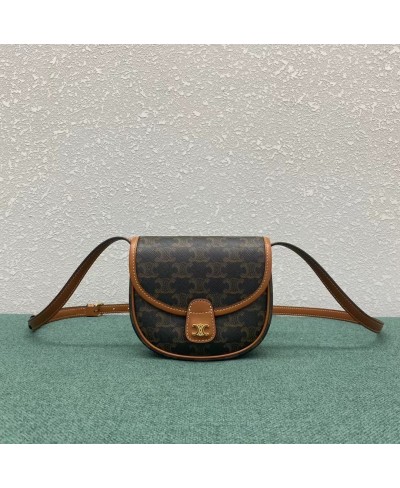 CELINE MINI BESACE IN TRIOMPHE CANVAS AND CALFSKIN