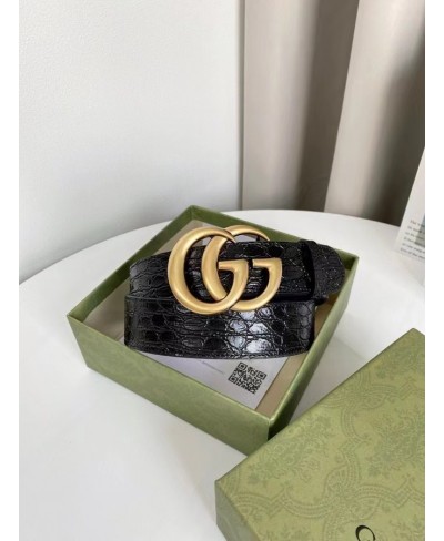 Cintura GG Marmont in caimano con fibbia lucida GUCCI