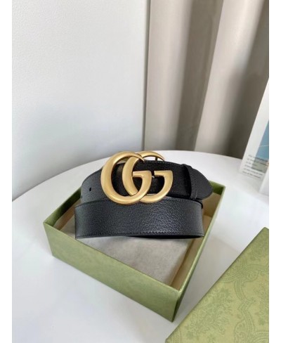 GUCCI Wide leather belt with Double G buckle