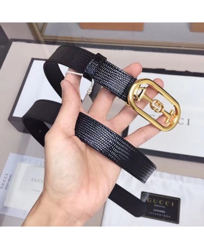 GUCCI Lizard belt with Interlocking G Horsebit buckle