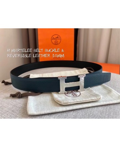 HERMES H Martelee belt buckle & Reversible leather strap 32 mm