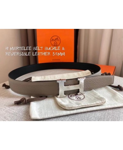 Fibbia da cintura H Martelée & Pelle reversibile per cintura 32 mm HERMES