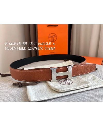 HERMES H Martelee belt buckle & Reversible leather strap 32 mm