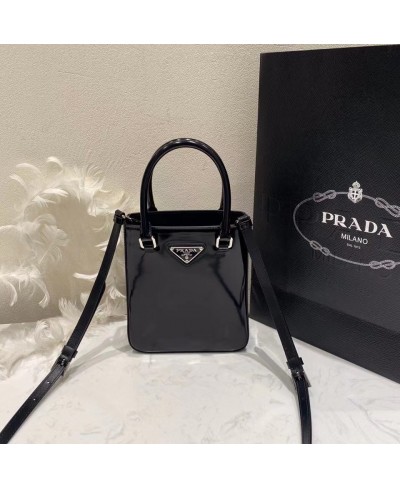 PRADA Small brushed leather tote