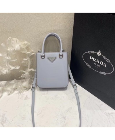 PRADA Small brushed leather tote