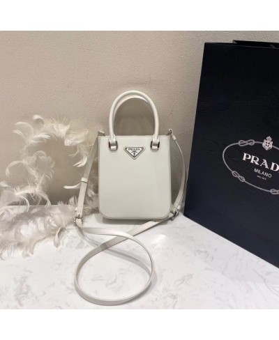 PRADA Small brushed leather tote