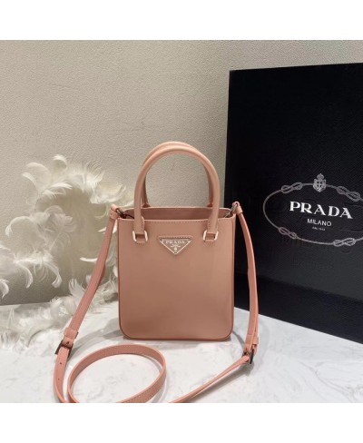 PRADA Small brushed leather tote