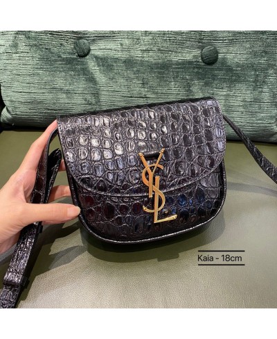 SAINT LAURENT KAIA SMALL SATCHEL IN CROCODILE-EMBOSSED SHINY LEATHER (ORIGINAL LEATHER)