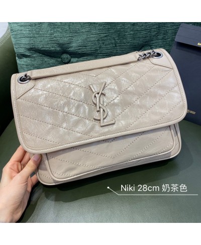 BORSA NIKI MEDIA IN PELLE VINTAGE STROPICCIATA (PELLE ORIGINALE) SAINT LAURENT