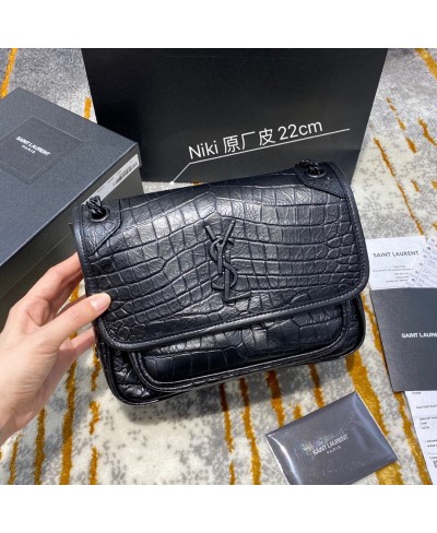 SAINT LAURENT NIKI BABY IN CROCODILE-EMBOSSED NUBUCK(ORIGINAL LEATHER)