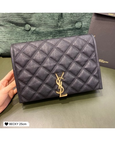 BORSA BECKY MINI CON CATENA IN PELLE DI AGNELLO TRAPUNTATA A QUADRI (PELLE ORIGINALE) SAINT LAURENT