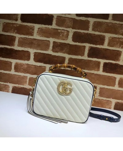 Borsa a spalla GG Marmont con bambù piccola GUCCI