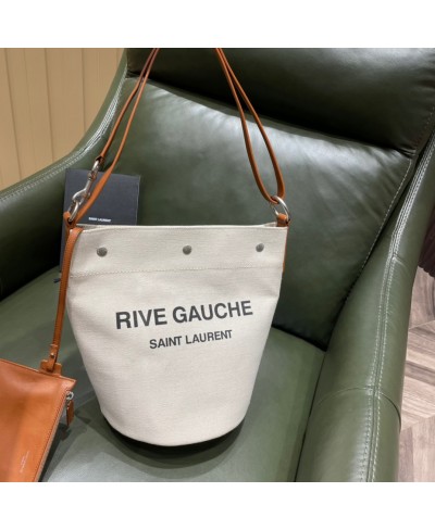 RIVE GAUCHE BUCKET BAG IN LINEN SAINT LAURENT (ORIGINAL LEATHER)