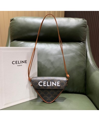 CELINE TRIANGLE BAG IN TRIOMPHE CANVAS WITH CELINE PRINT