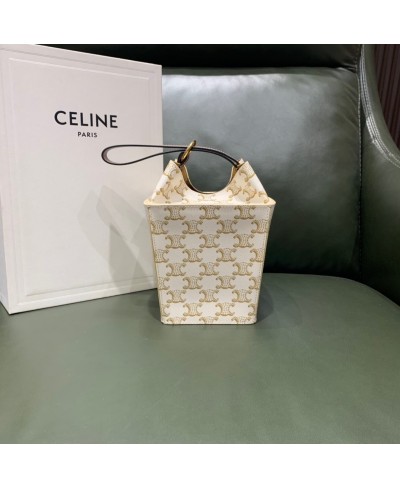 CELINE STRAP BOX IN TRIOMPHE CANVAS AND CALFSKIN