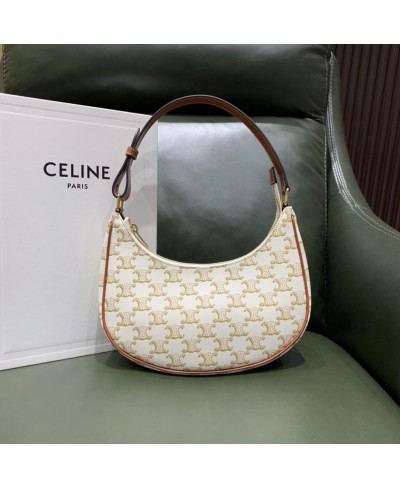 CELINE AVA BAG IN TRIOMPHE CANVAS AND CALFSKIN