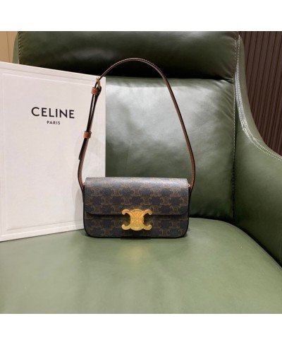 BORSA A SPALLA TRIOMPHE IN TELA TRIOMPHE E PELLE DI VITELLO CELINE