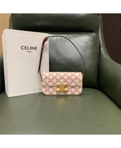 CELINE TRIOMPHE SHOULDER BAG IN TRIOMPHE CANVAS AND CALFSKIN