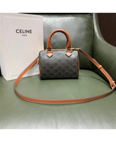 CELINE SMALL BOSTON IN TRIOMPHE CANVAS AND CALFSKIN