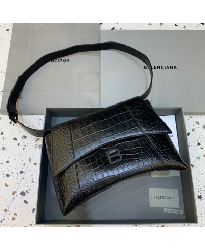 BORSA A TRACOLLA DOWNTOWN MEDIUM DA DONNA IN NERO BALENCIAGA