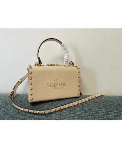 VALENTINO ROCKSTUD ALCOVE GRAINY CALFSKIN BOX BAG