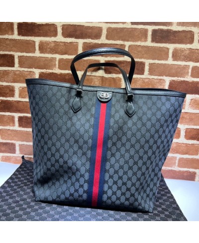 BORSA TOTE HACKER LARGE IN TELA JACQUARD DA UOMO IN NERO BALENCIAGA