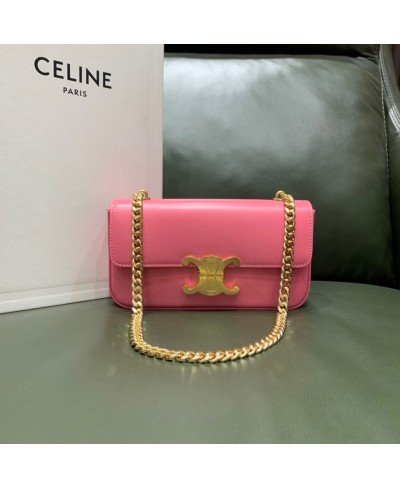 BORSA A SPALLA CON CATENA TRIOMPHE IN PELLE DI VITELLO LUCIDA CELINE