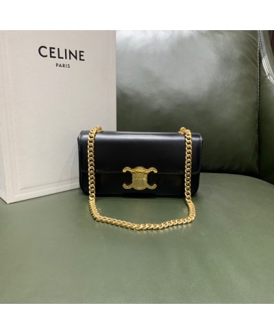 CELINE CHAIN SHOULDER BAG TRIOMPHE IN SHINY CALFSKIN