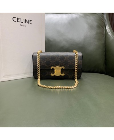 CELINE CHAIN SHOULDER BAG TRIOMPHE IN TRIOMPHE CANVAS