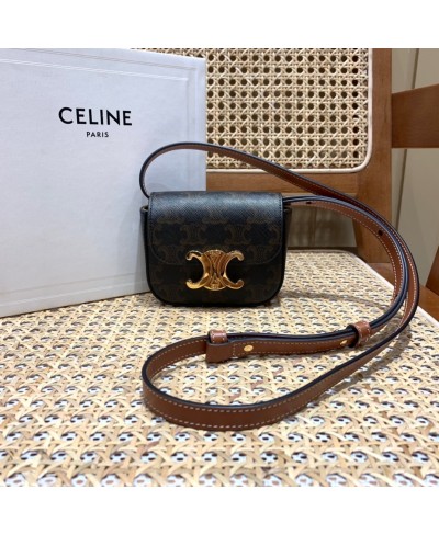 CELINE MINI TRIOMPHE IN TRIOMPHE CANVAS AND CALFSKIN