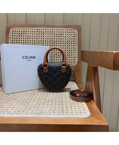 CELINE MEDIUM CELINE HEART IN TRIOMPHE CANVAS AND CALFSKIN