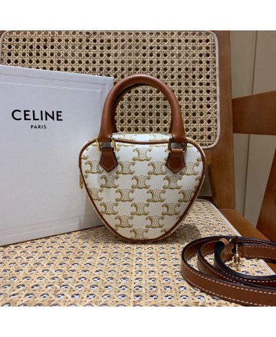 MEDIUM CELINE HEART IN TRIOMPHE CANVAS AND CALFSKIN CELINE