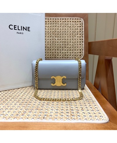 CELINE CHAIN SHOULDER BAG TRIOMPHE IN SHINY CALFSKIN