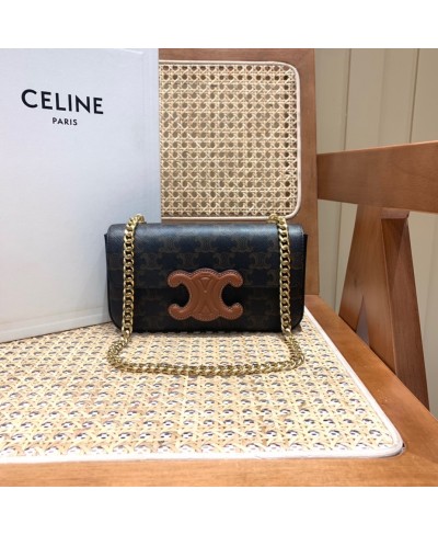 CHAIN SHOULDER BAG CUIR TRIOMPHE IN TRIOMPHE CANVAS AND CALFSKIN CELINE