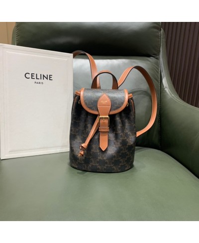 MINI BACKPACK FOLCO IN TRIOMPHE CANVAS AND CALFSKIN CELINE