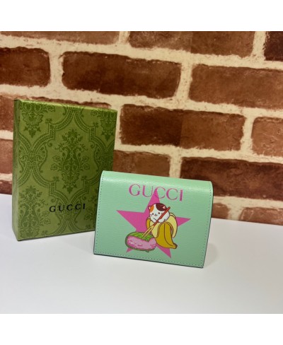 GUCCI Card holder with Bananya lightning bolt print